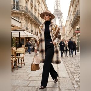 Joie Cotton/Wool Blend Plaid Coat